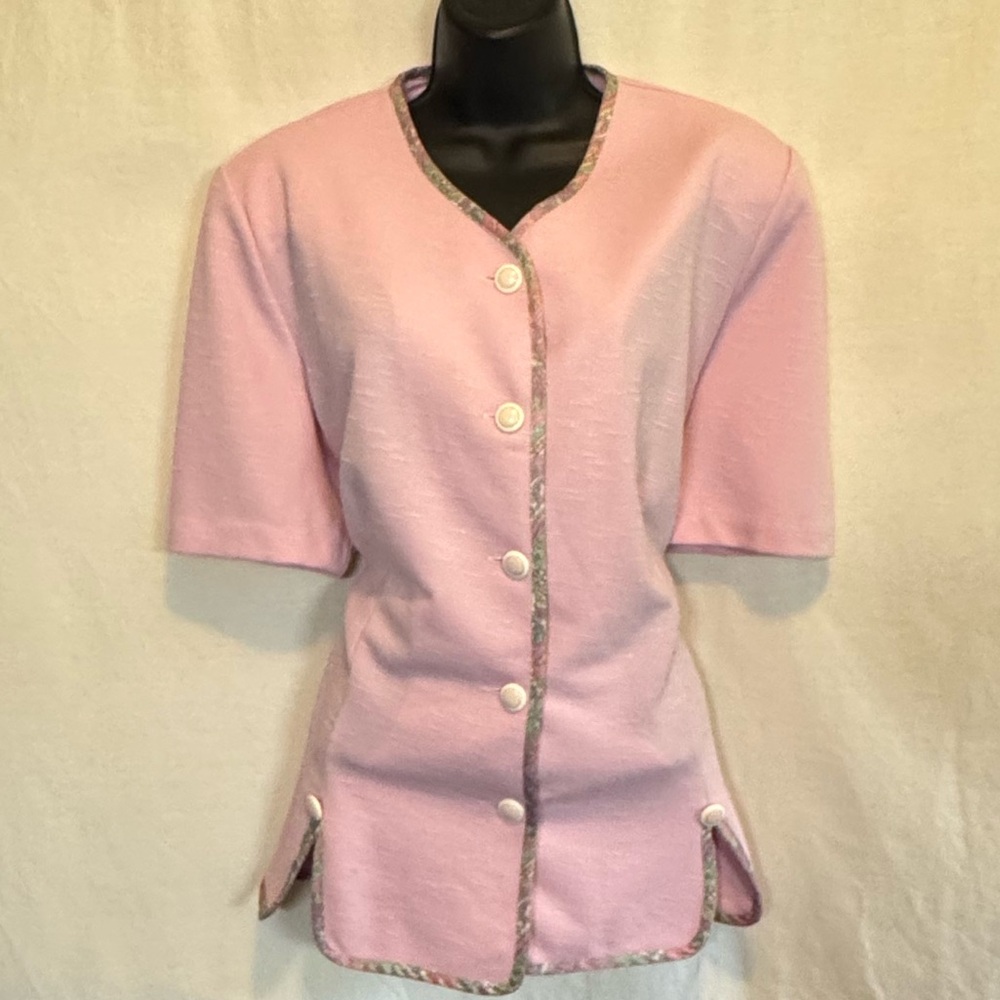 F-22 Pablo Collection PLUS SIZE 16 Vintage Pink Short‎ Sleeve Suit Jacket